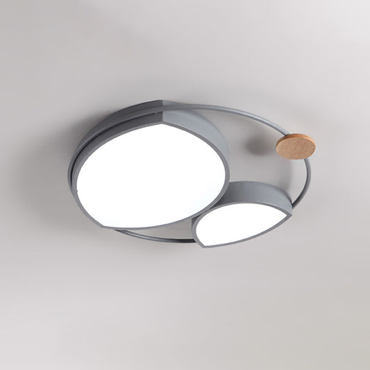 Grey Finish Arc Ceiling Flush Nordic Style LED Metal Flush Mount Lamp Fixture for Bedroom Clearhalo 'Ceiling Lights' 'Close To Ceiling Lights' 'Close to ceiling' 'Flush mount' Lighting' 924001