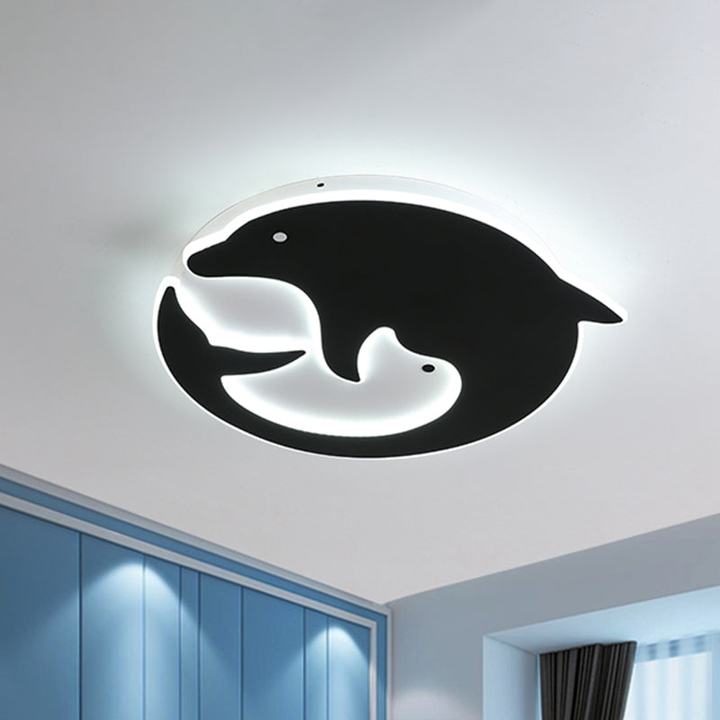 Black Dolphin Shape Flushmount Lamp Cartoon LED Acrylic Flush Ceiling Light Fixture for Bedroom Black Clearhalo 'Ceiling Lights' 'Close To Ceiling Lights' 'Close to ceiling' 'Flush mount' Lighting' 924020