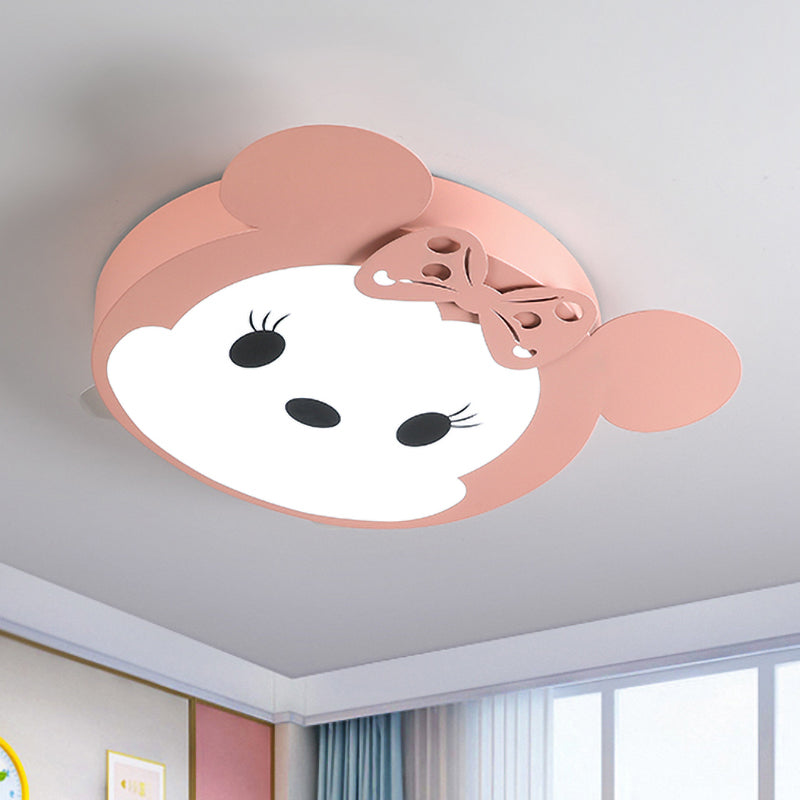 Cartoon Mouse Shaped Ceiling Mounted Fixture Metal LED Kid-Room Flush Lighting in Black/Pink Clearhalo 'Ceiling Lights' 'Close To Ceiling Lights' 'Close to ceiling' 'Flush mount' Lighting' 924025