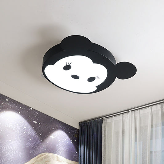 Cartoon Mouse Shaped Ceiling Mounted Fixture Metal LED Kid-Room Flush Lighting in Black/Pink Black Clearhalo 'Ceiling Lights' 'Close To Ceiling Lights' 'Close to ceiling' 'Flush mount' Lighting' 924028