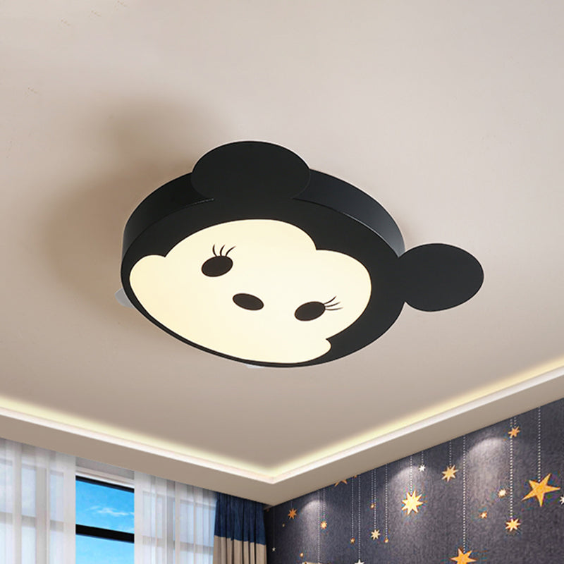 Cartoon Mouse Shaped Ceiling Mounted Fixture Metal LED Kid-Room Flush Lighting in Black/Pink Clearhalo 'Ceiling Lights' 'Close To Ceiling Lights' 'Close to ceiling' 'Flush mount' Lighting' 924029