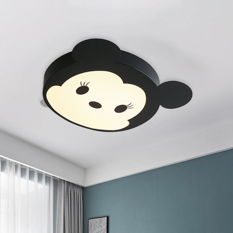 Cartoon Mouse Shaped Ceiling Mounted Fixture Metal LED Kid-Room Flush Lighting in Black/Pink Clearhalo 'Ceiling Lights' 'Close To Ceiling Lights' 'Close to ceiling' 'Flush mount' Lighting' 924030