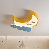 Moon and Cloud Metal Flush Ceiling Light Cartoon LED Yellow Flush Mount Lamp Fixture Yellow Clearhalo 'Ceiling Lights' 'Close To Ceiling Lights' 'Close to ceiling' 'Flush mount' Lighting' 924041