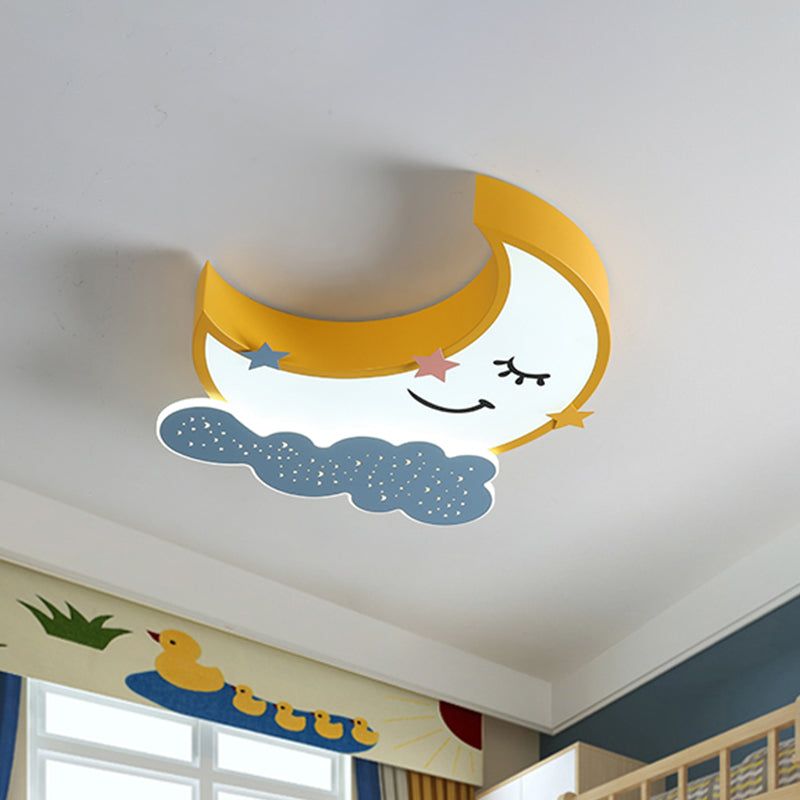 Moon and Cloud Metal Flush Ceiling Light Cartoon LED Yellow Flush Mount Lamp Fixture Clearhalo 'Ceiling Lights' 'Close To Ceiling Lights' 'Close to ceiling' 'Flush mount' Lighting' 924042