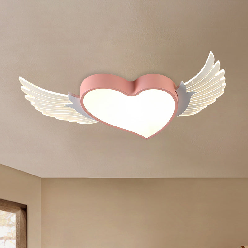 Loving Heart and Wing Flushmount Nordic Metallic LED Pink Ceiling Mounted Lighting Clearhalo 'Ceiling Lights' 'Close To Ceiling Lights' 'Close to ceiling' 'Flush mount' Lighting' 924046