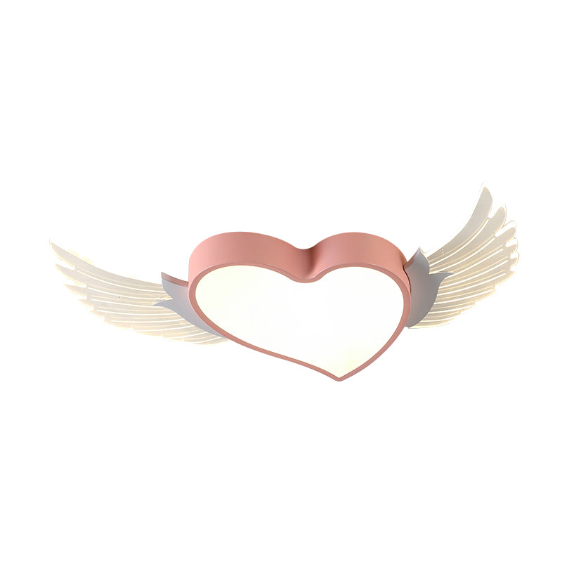 Loving Heart and Wing Flushmount Nordic Metallic LED Pink Ceiling Mounted Lighting Clearhalo 'Ceiling Lights' 'Close To Ceiling Lights' 'Close to ceiling' 'Flush mount' Lighting' 924047