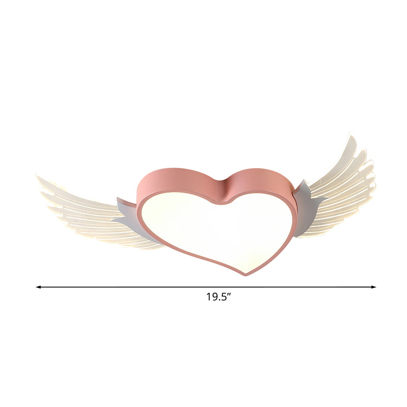 Loving Heart and Wing Flushmount Nordic Metallic LED Pink Ceiling Mounted Lighting Clearhalo 'Ceiling Lights' 'Close To Ceiling Lights' 'Close to ceiling' 'Flush mount' Lighting' 924048