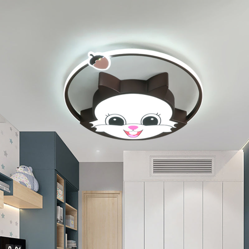 Acrylic Squirrel-Like Flush Mount Lighting Cartoon LED Flush Ceiling Lamp Fixture in Coffee Coffee Clearhalo 'Ceiling Lights' 'Close To Ceiling Lights' 'Close to ceiling' 'Flush mount' Lighting' 924049