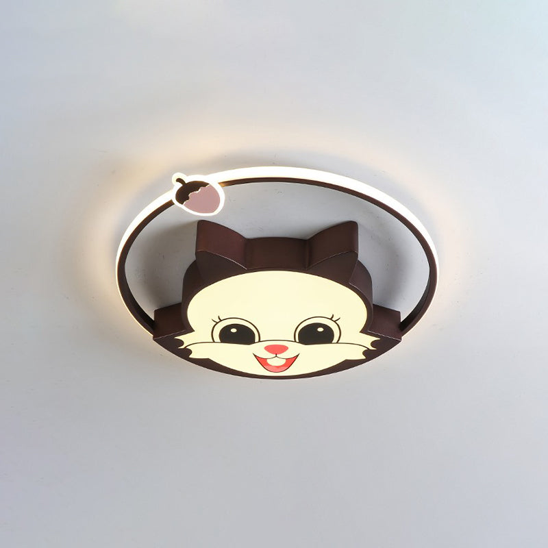 Acrylic Squirrel-Like Flush Mount Lighting Cartoon LED Flush Ceiling Lamp Fixture in Coffee Clearhalo 'Ceiling Lights' 'Close To Ceiling Lights' 'Close to ceiling' 'Flush mount' Lighting' 924051