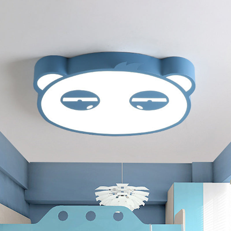 Cartoon LED Ceiling Mounted Light with Acrylic Shade Pink/Green/Blue Finish Panda Shape Flush Lamp for Kids Bedroom Blue Clearhalo 'Ceiling Lights' 'Close To Ceiling Lights' 'Close to ceiling' 'Flush mount' Lighting' 924053