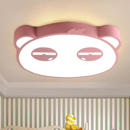 Cartoon LED Ceiling Mounted Light with Acrylic Shade Pink/Green/Blue Finish Panda Shape Flush Lamp for Kids Bedroom Clearhalo 'Ceiling Lights' 'Close To Ceiling Lights' 'Close to ceiling' 'Flush mount' Lighting' 924058