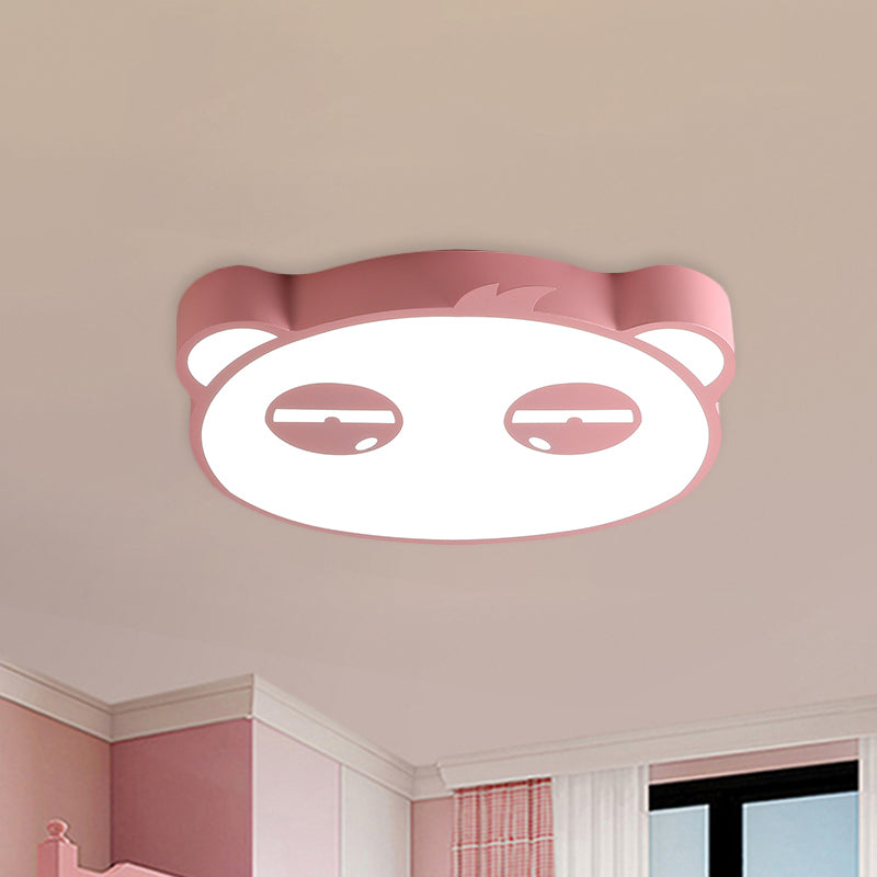 Cartoon LED Ceiling Mounted Light with Acrylic Shade Pink/Green/Blue Finish Panda Shape Flush Lamp for Kids Bedroom Clearhalo 'Ceiling Lights' 'Close To Ceiling Lights' 'Close to ceiling' 'Flush mount' Lighting' 924059