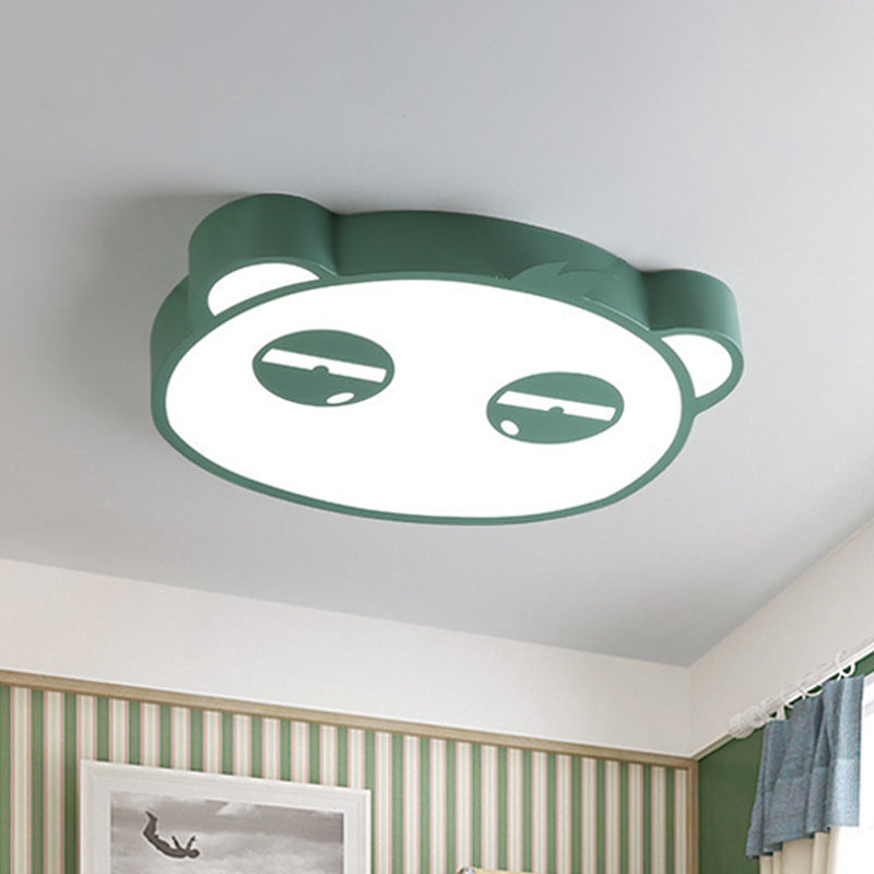 Cartoon LED Ceiling Mounted Light with Acrylic Shade Pink/Green/Blue Finish Panda Shape Flush Lamp for Kids Bedroom Green Clearhalo 'Ceiling Lights' 'Close To Ceiling Lights' 'Close to ceiling' 'Flush mount' Lighting' 924061