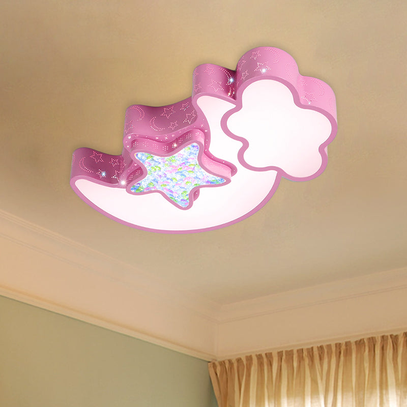 Acrylic Starry Sky Flush Light Fixture Nordic LED Flush Mounted Lamp in White/Pink/Blue for Child Bedroom Clearhalo 'Ceiling Lights' 'Close To Ceiling Lights' 'Close to ceiling' 'Flush mount' Lighting' 924066