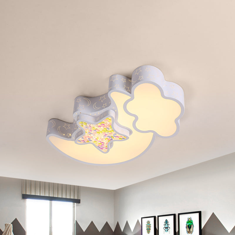 Acrylic Starry Sky Flush Light Fixture Nordic LED Flush Mounted Lamp in White/Pink/Blue for Child Bedroom Clearhalo 'Ceiling Lights' 'Close To Ceiling Lights' 'Close to ceiling' 'Flush mount' Lighting' 924069