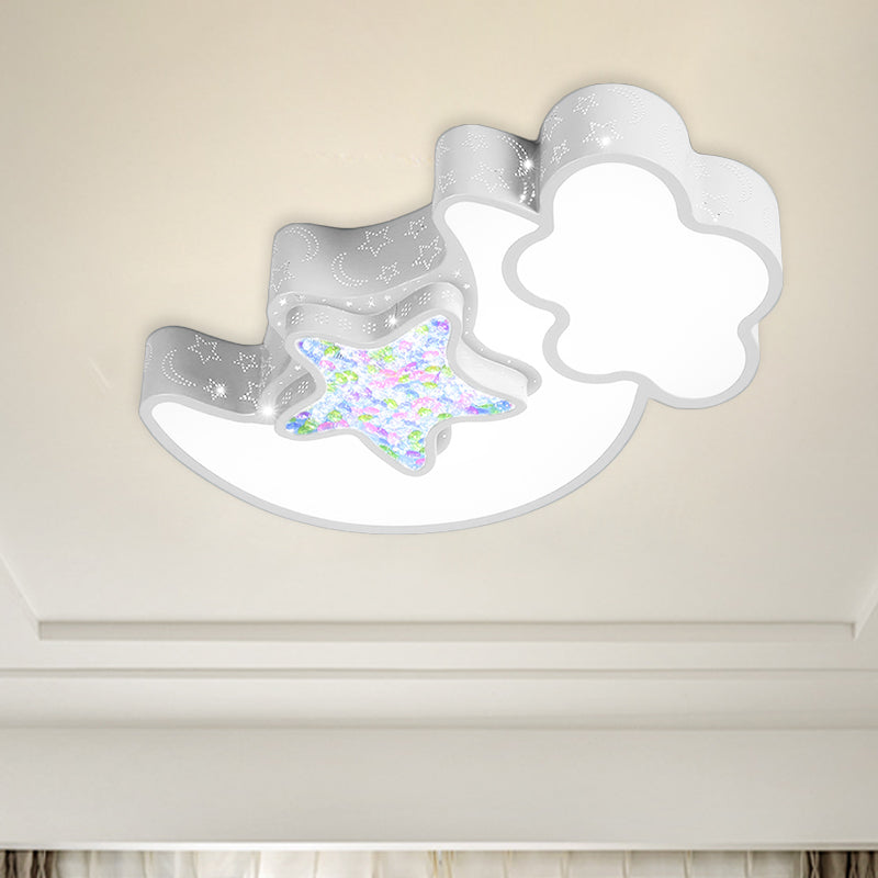 Acrylic Starry Sky Flush Light Fixture Nordic LED Flush Mounted Lamp in White/Pink/Blue for Child Bedroom Clearhalo 'Ceiling Lights' 'Close To Ceiling Lights' 'Close to ceiling' 'Flush mount' Lighting' 924070