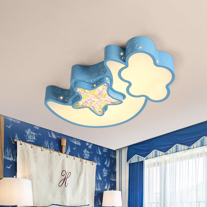 Acrylic Starry Sky Flush Light Fixture Nordic LED Flush Mounted Lamp in White/Pink/Blue for Child Bedroom Clearhalo 'Ceiling Lights' 'Close To Ceiling Lights' 'Close to ceiling' 'Flush mount' Lighting' 924073