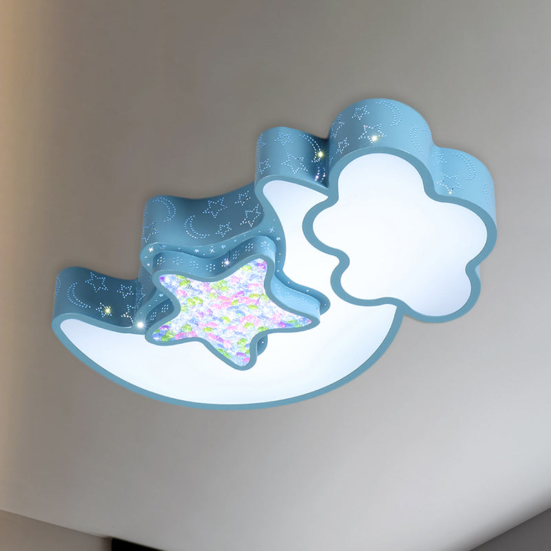 Acrylic Starry Sky Flush Light Fixture Nordic LED Flush Mounted Lamp in White/Pink/Blue for Child Bedroom Clearhalo 'Ceiling Lights' 'Close To Ceiling Lights' 'Close to ceiling' 'Flush mount' Lighting' 924074