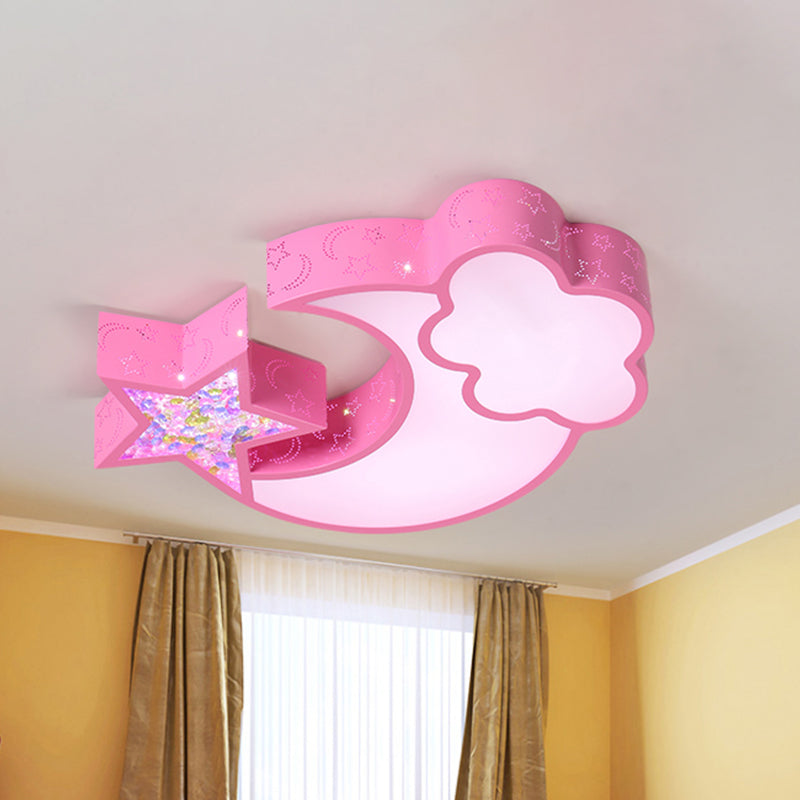 Acrylic Starry Sky Flush Light Fixture Nordic LED Flush Mounted Lamp in White/Pink/Blue for Child Bedroom Clearhalo 'Ceiling Lights' 'Close To Ceiling Lights' 'Close to ceiling' 'Flush mount' Lighting' 924077