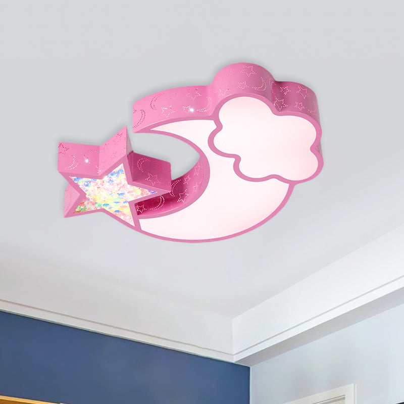 Acrylic Starry Sky Flush Light Fixture Nordic LED Flush Mounted Lamp in White/Pink/Blue for Child Bedroom Clearhalo 'Ceiling Lights' 'Close To Ceiling Lights' 'Close to ceiling' 'Flush mount' Lighting' 924078