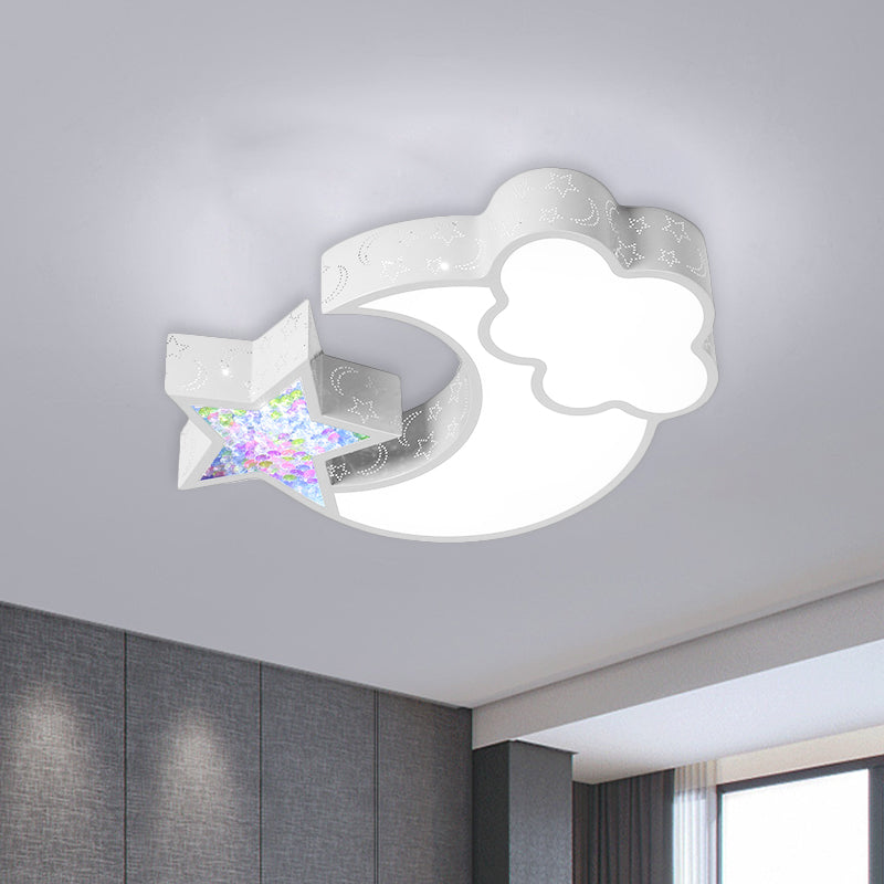 Acrylic Starry Sky Flush Light Fixture Nordic LED Flush Mounted Lamp in White/Pink/Blue for Child Bedroom White A Clearhalo 'Ceiling Lights' 'Close To Ceiling Lights' 'Close to ceiling' 'Flush mount' Lighting' 924081