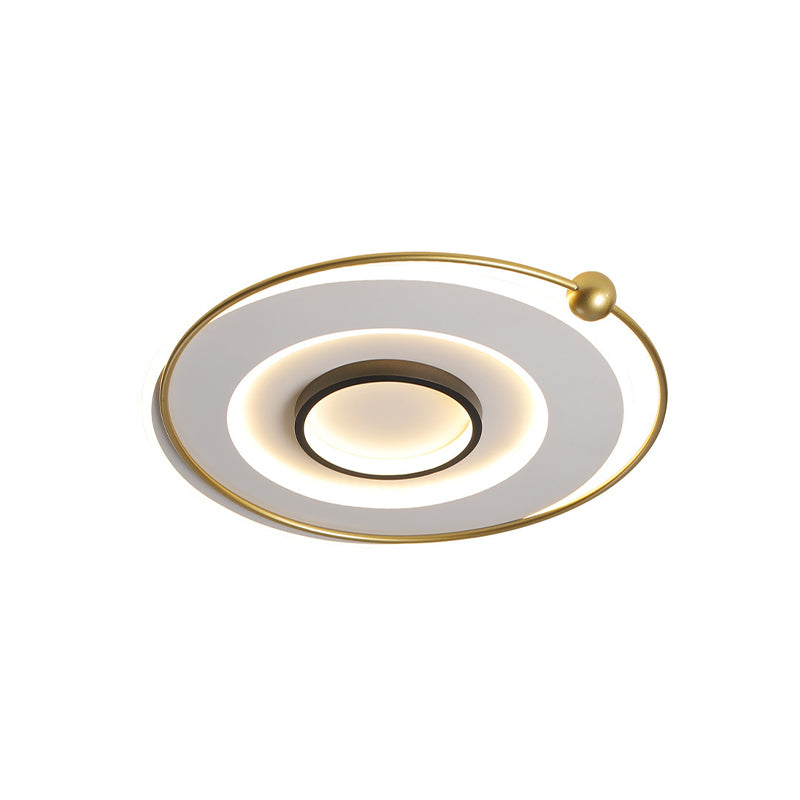 Gold Round Ceiling Mounted Fixture Modern LED Acrylic Flushmount Lighting in White/Warm Light Clearhalo 'Ceiling Lights' 'Close To Ceiling Lights' 'Close to ceiling' 'Flush mount' Lighting' 924102