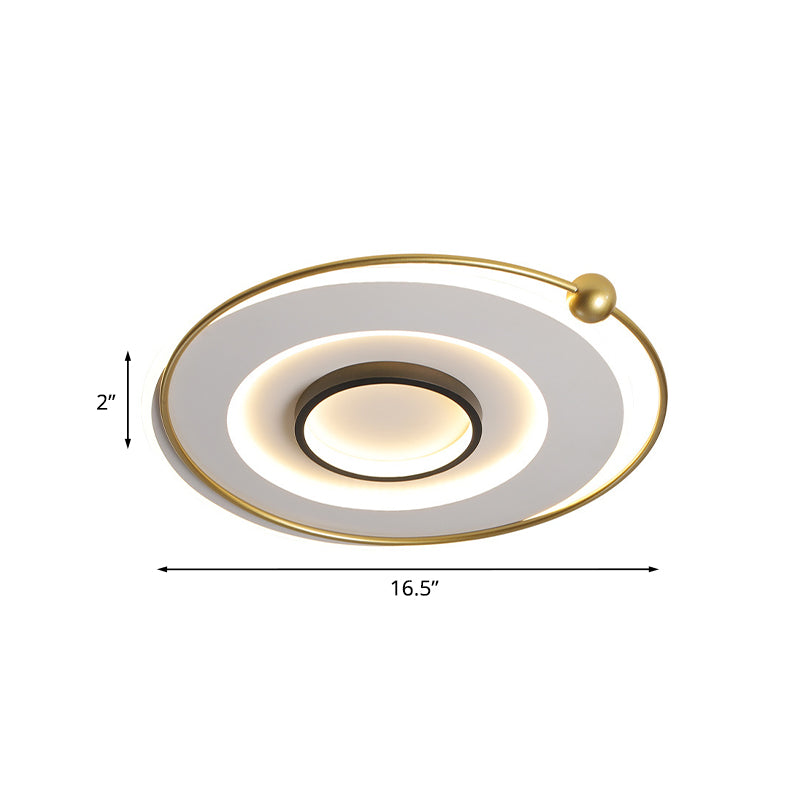 Gold Round Ceiling Mounted Fixture Modern LED Acrylic Flushmount Lighting in White/Warm Light Clearhalo 'Ceiling Lights' 'Close To Ceiling Lights' 'Close to ceiling' 'Flush mount' Lighting' 924103