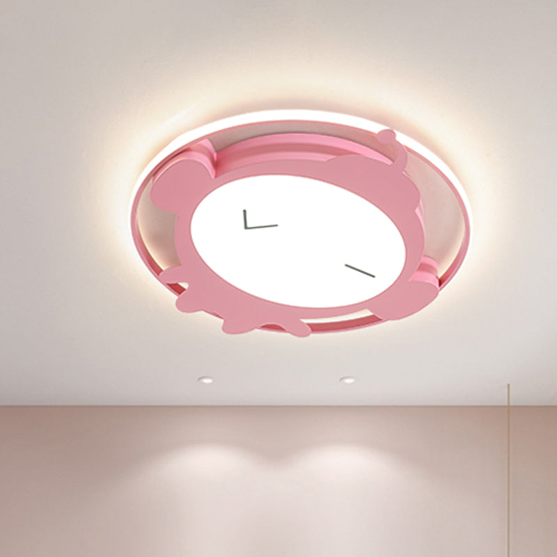 Monkey Shape Ceiling Mounted Fixture Cartoon Acrylic LED Bedroom Flush Lighting in Pink/Blue Pink Clearhalo 'Ceiling Lights' 'Close To Ceiling Lights' 'Close to ceiling' 'Flush mount' Lighting' 924104