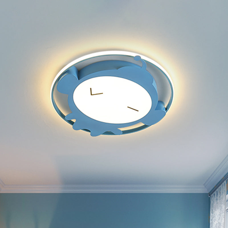 Monkey Shape Ceiling Mounted Fixture Cartoon Acrylic LED Bedroom Flush Lighting in Pink/Blue Clearhalo 'Ceiling Lights' 'Close To Ceiling Lights' 'Close to ceiling' 'Flush mount' Lighting' 924109