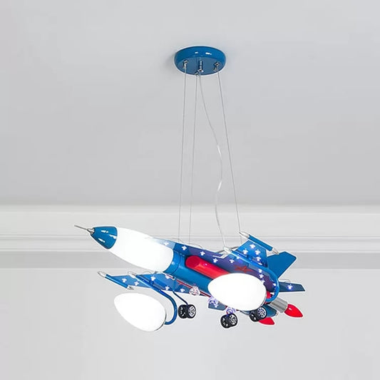 Blue Air Plane Chandelier Contemporary Cool Metal Hanging Lamp for Game Room Bedroom Clearhalo 'Ceiling Lights' 'Chandeliers' Lighting' options 92545