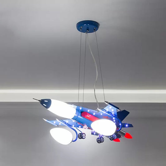 Blue Air Plane Chandelier Contemporary Cool Metal Hanging Lamp for Game Room Bedroom Clearhalo 'Ceiling Lights' 'Chandeliers' Lighting' options 92546