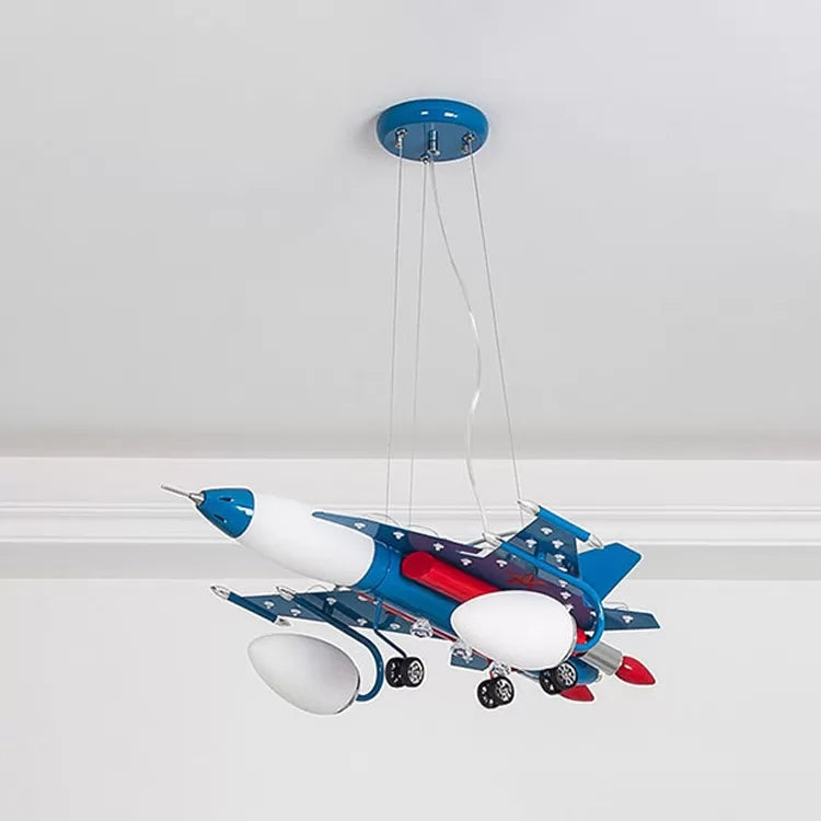 Blue Air Plane Chandelier Contemporary Cool Metal Hanging Lamp for Game Room Bedroom Clearhalo 'Ceiling Lights' 'Chandeliers' Lighting' options 92547