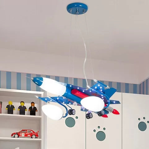 Blue Air Plane Chandelier Contemporary Cool Metal Hanging Lamp for Game Room Bedroom Clearhalo 'Ceiling Lights' 'Chandeliers' Lighting' options 92548