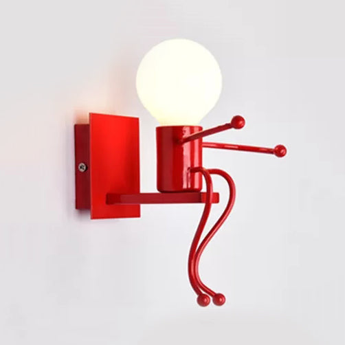 Sitting People Shaped Night Light Metal Single Bulb Modern Stylish Wall Light in Red Red Clearhalo 'Night Lights' 'Wall Lights' Lighting' 92622