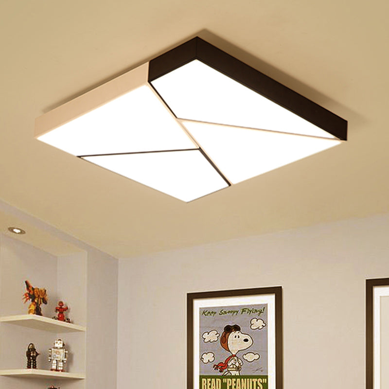 Rectangle Flush Mount Light Modern Metal LED Black and White Living Room Ceiling Light Fixture with Acrylic Shade in Warm/White, 21.5"/38"/45" Wide Clearhalo 'Ceiling Lights' 'Close To Ceiling Lights' 'Close to ceiling' 'Flush mount' Lighting' 926356