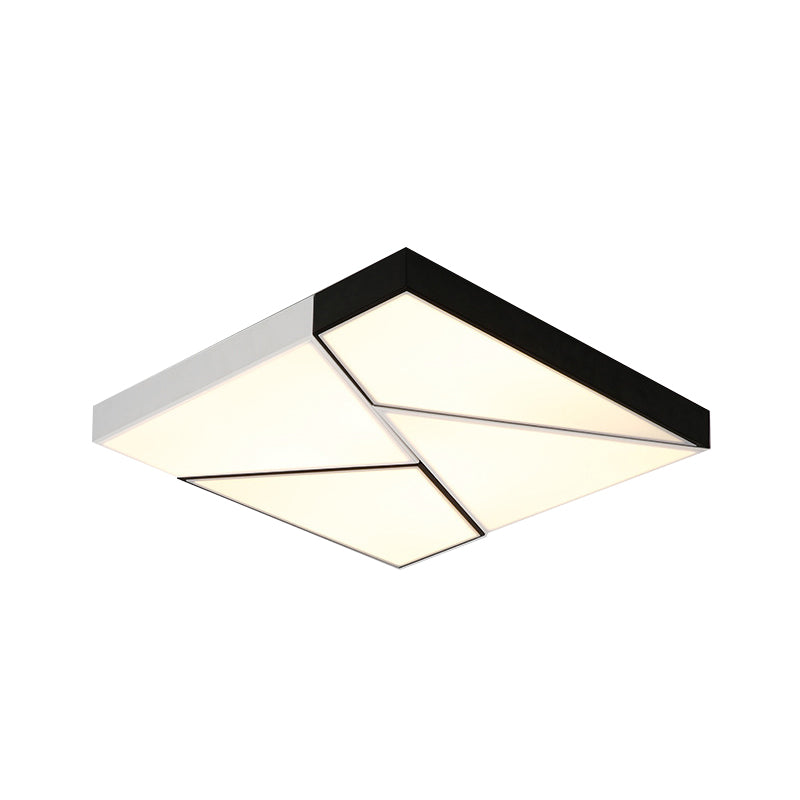 Rectangle Flush Mount Light Modern Metal LED Black and White Living Room Ceiling Light Fixture with Acrylic Shade in Warm/White, 21.5"/38"/45" Wide Clearhalo 'Ceiling Lights' 'Close To Ceiling Lights' 'Close to ceiling' 'Flush mount' Lighting' 926357