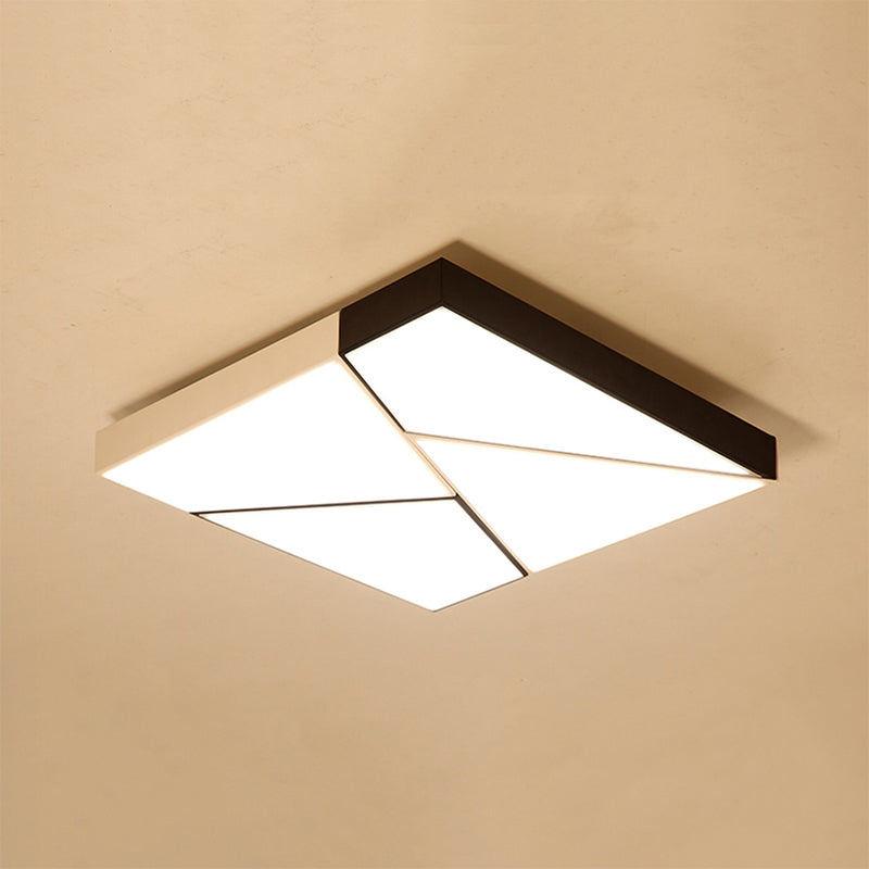 Rectangle Flush Mount Light Modern Metal LED Black and White Living Room Ceiling Light Fixture with Acrylic Shade in Warm/White, 21.5"/38"/45" Wide Clearhalo 'Ceiling Lights' 'Close To Ceiling Lights' 'Close to ceiling' 'Flush mount' Lighting' 926358