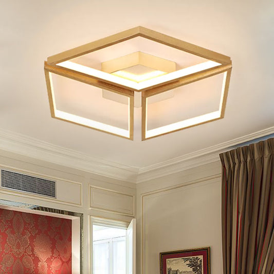 Gold Spliced Rhombus Flush Ceiling Light Nordic Metal Bedroom Integrated LED Ceiling Flush Mount in Warm/White, 18"/23.5" W Clearhalo 'Ceiling Lights' 'Close To Ceiling Lights' 'Close to ceiling' 'Flush mount' Lighting' 926388