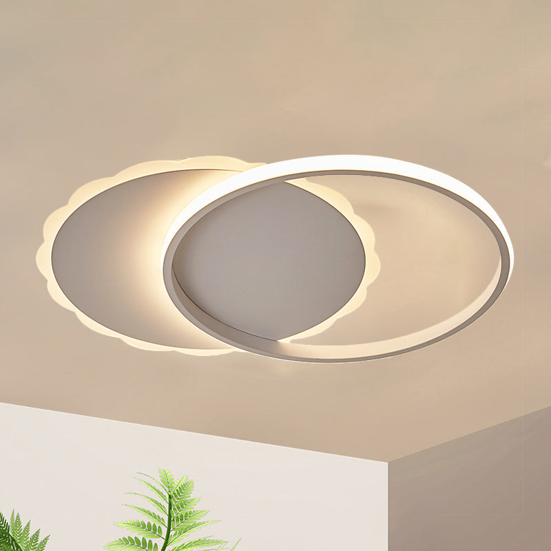 Moon Semi Flush Light Modern Acrylic LED White/Coffee Brown Ceiling Light Fixture in Warm/White/Natural Light White Clearhalo 'Ceiling Lights' 'Close To Ceiling Lights' 'Close to ceiling' 'Flush mount' Lighting' 926408