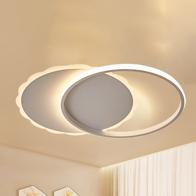 Moon Semi Flush Light Modern Acrylic LED White/Coffee Brown Ceiling Light Fixture in Warm/White/Natural Light Clearhalo 'Ceiling Lights' 'Close To Ceiling Lights' 'Close to ceiling' 'Flush mount' Lighting' 926409