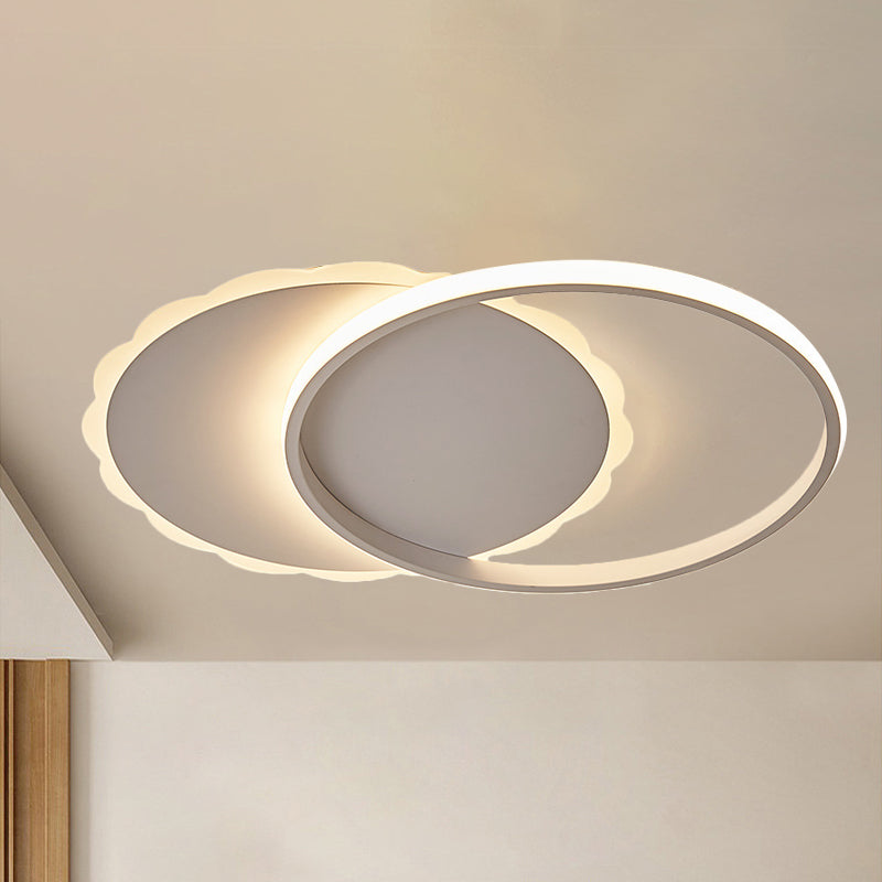 Moon Semi Flush Light Modern Acrylic LED White/Coffee Brown Ceiling Light Fixture in Warm/White/Natural Light Clearhalo 'Ceiling Lights' 'Close To Ceiling Lights' 'Close to ceiling' 'Flush mount' Lighting' 926410