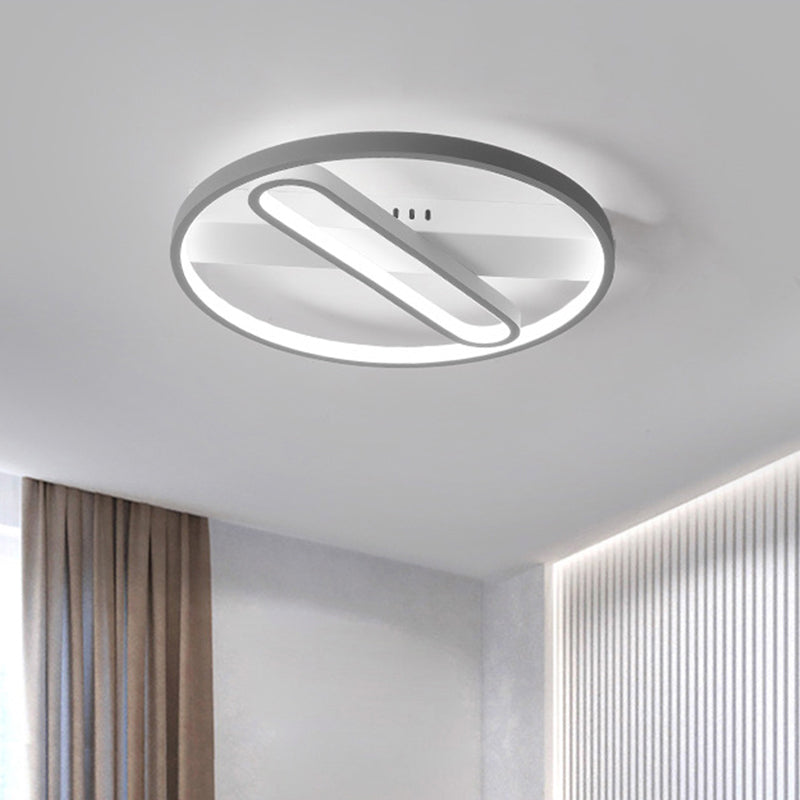 Thin Flush Mount Ceiling Light with Geometric Frame Modernity Metal Grey LED Flushmount Lamp in Warm/White Light, 16.5"/20.5" Width Grey White Clearhalo 'Ceiling Lights' 'Close To Ceiling Lights' 'Close to ceiling' 'Flush mount' Lighting' 926454