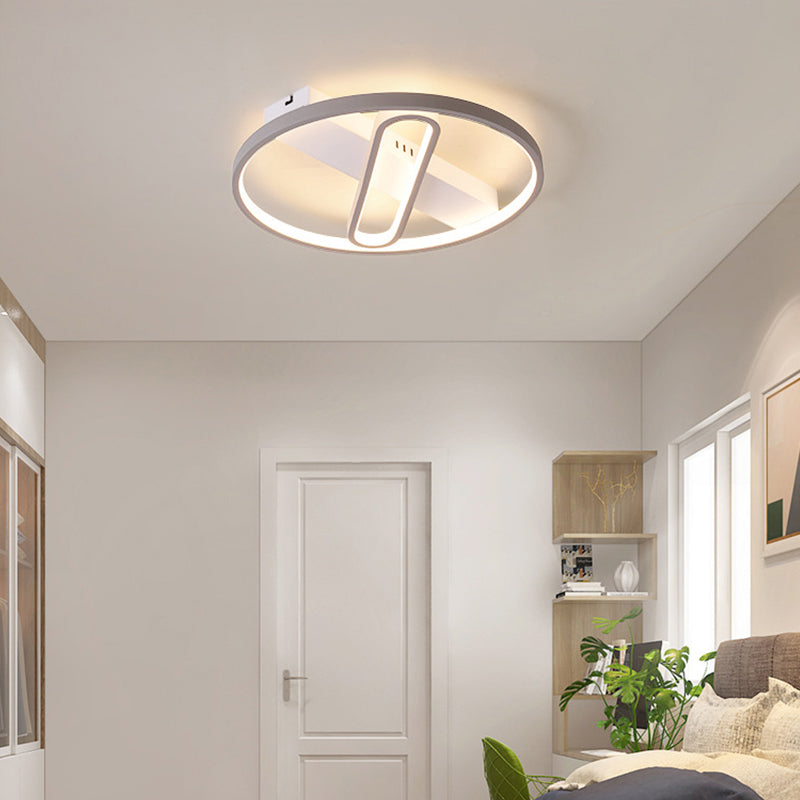 Thin Flush Mount Ceiling Light with Geometric Frame Modernity Metal Grey LED Flushmount Lamp in Warm/White Light, 16.5"/20.5" Width Grey Warm Clearhalo 'Ceiling Lights' 'Close To Ceiling Lights' 'Close to ceiling' 'Flush mount' Lighting' 926456