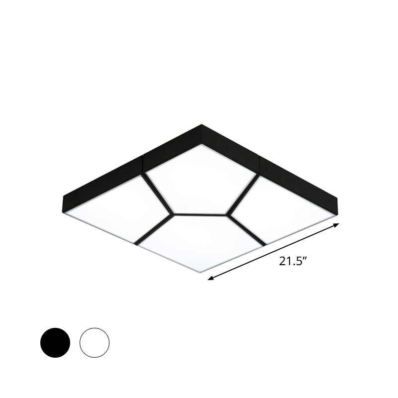 Squared/Rectangular Flush Light Modernism Acrylic 21.5"/38" W LED Bedroom Ceiling Mounted Light in Black/White, White/Warm Light Clearhalo 'Ceiling Lights' 'Close To Ceiling Lights' 'Close to ceiling' 'Flush mount' Lighting' 926471