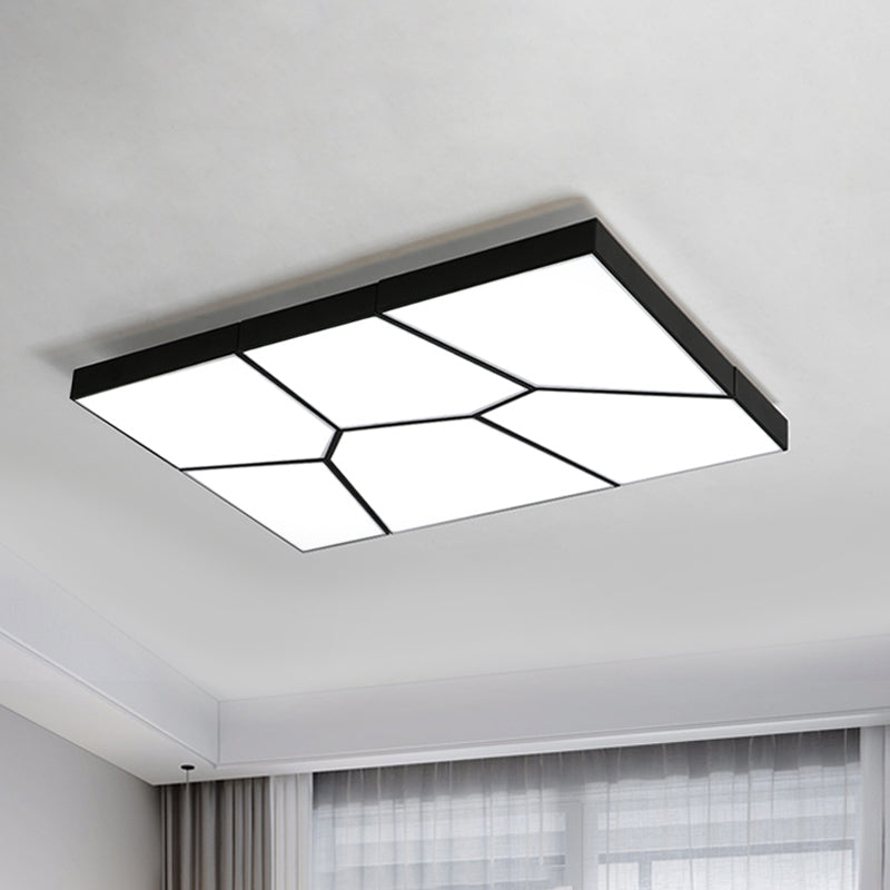 Squared/Rectangular Flush Light Modernism Acrylic 21.5"/38" W LED Bedroom Ceiling Mounted Light in Black/White, White/Warm Light Black Clearhalo 'Ceiling Lights' 'Close To Ceiling Lights' 'Close to ceiling' 'Flush mount' Lighting' 926476