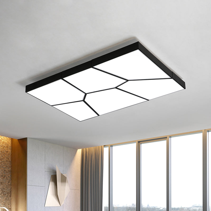 Squared/Rectangular Flush Light Modernism Acrylic 21.5"/38" W LED Bedroom Ceiling Mounted Light in Black/White, White/Warm Light Clearhalo 'Ceiling Lights' 'Close To Ceiling Lights' 'Close to ceiling' 'Flush mount' Lighting' 926477