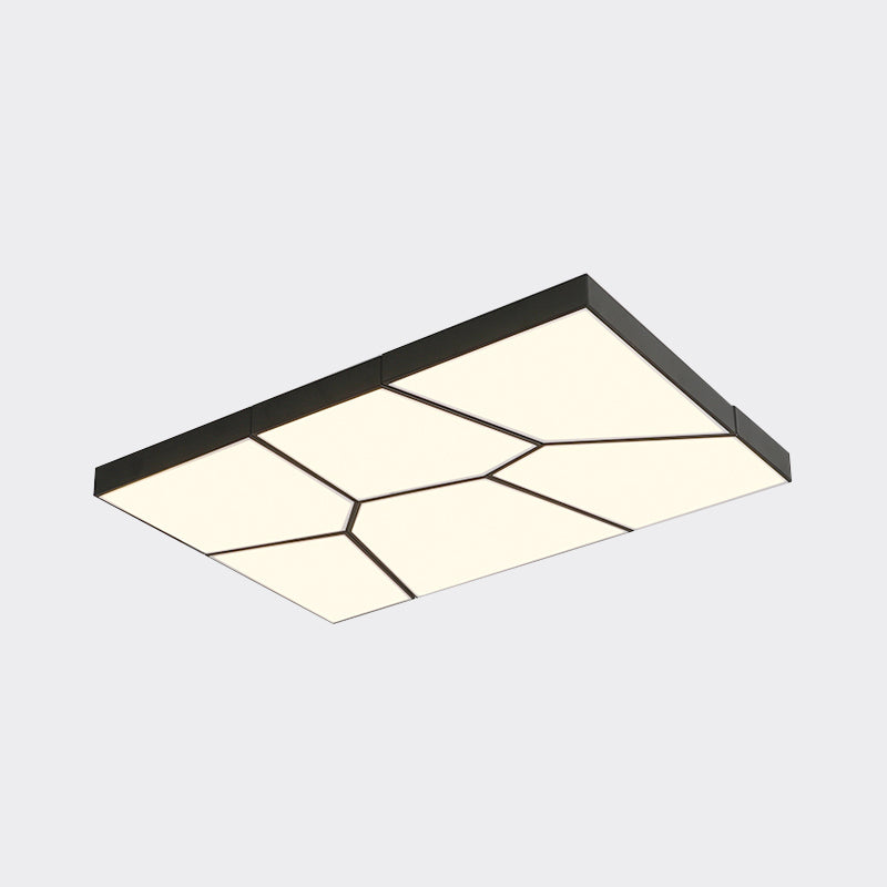 Squared/Rectangular Flush Light Modernism Acrylic 21.5"/38" W LED Bedroom Ceiling Mounted Light in Black/White, White/Warm Light Clearhalo 'Ceiling Lights' 'Close To Ceiling Lights' 'Close to ceiling' 'Flush mount' Lighting' 926479