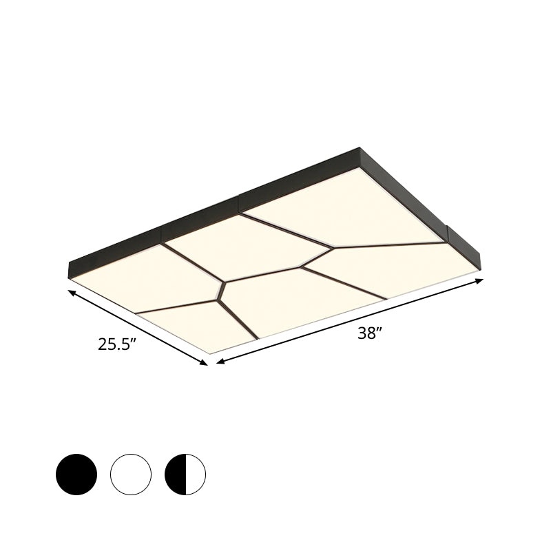 Squared/Rectangular Flush Light Modernism Acrylic 21.5"/38" W LED Bedroom Ceiling Mounted Light in Black/White, White/Warm Light Clearhalo 'Ceiling Lights' 'Close To Ceiling Lights' 'Close to ceiling' 'Flush mount' Lighting' 926480