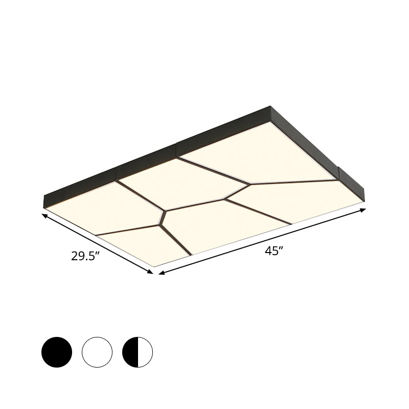 Squared/Rectangular Flush Light Modernism Acrylic 21.5"/38" W LED Bedroom Ceiling Mounted Light in Black/White, White/Warm Light Clearhalo 'Ceiling Lights' 'Close To Ceiling Lights' 'Close to ceiling' 'Flush mount' Lighting' 926481