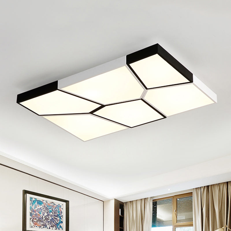 Squared/Rectangular Flush Light Modernism Acrylic 21.5"/38" W LED Bedroom Ceiling Mounted Light in Black/White, White/Warm Light Black-White Clearhalo 'Ceiling Lights' 'Close To Ceiling Lights' 'Close to ceiling' 'Flush mount' Lighting' 926486